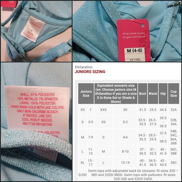 Xhilaration Blue Underwire Metallic Print Bikini Top Size M - Picture 7 of 7